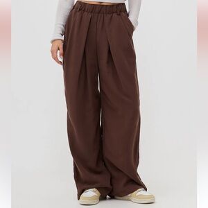Free People Brown Pleated Wide Leg Pants Size XS